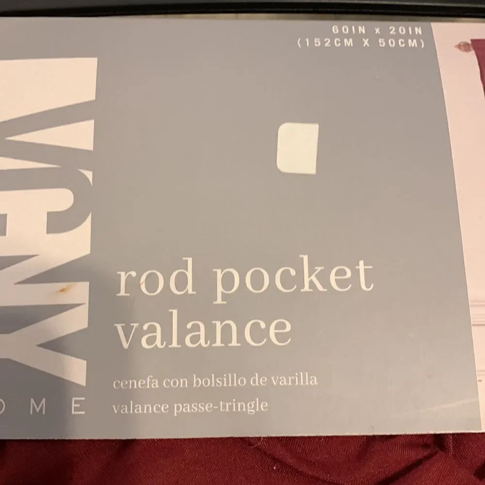 VCNY rod pocket balance. One piece. 60” x 20” the color is burgundy